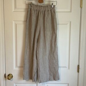 Len.Ok linen Linenfox NotPerfectLinen tan wide leg pants